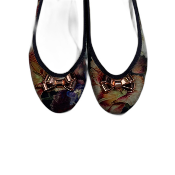 Ted Baker Women's Imme 2 Floral Boutique Print Ballet Flat Rose Gold Bow SZ 9.5 - Picture 8 of 10